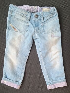 Diesel Light Wash Toddler Jeans with Purple Cuff Detail Size 24 Months
